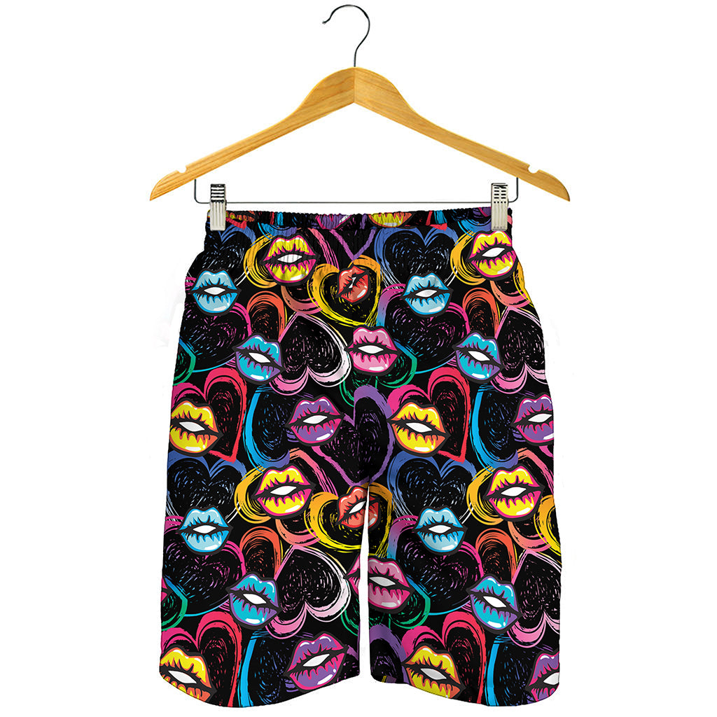 Funky Kiss Lips Pattern Print Men's Shorts