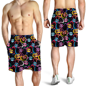 Funky Kiss Lips Pattern Print Men's Shorts