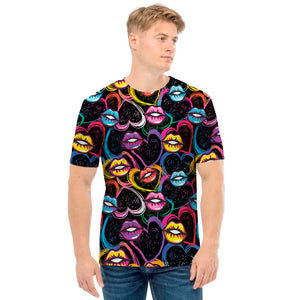 Funky Kiss Lips Pattern Print Men's T-Shirt