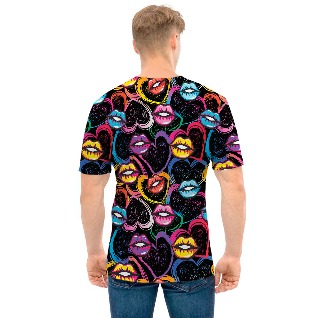 Funky Kiss Lips Pattern Print Men's T-Shirt