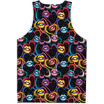 Funky Kiss Lips Pattern Print Men's Tank Top