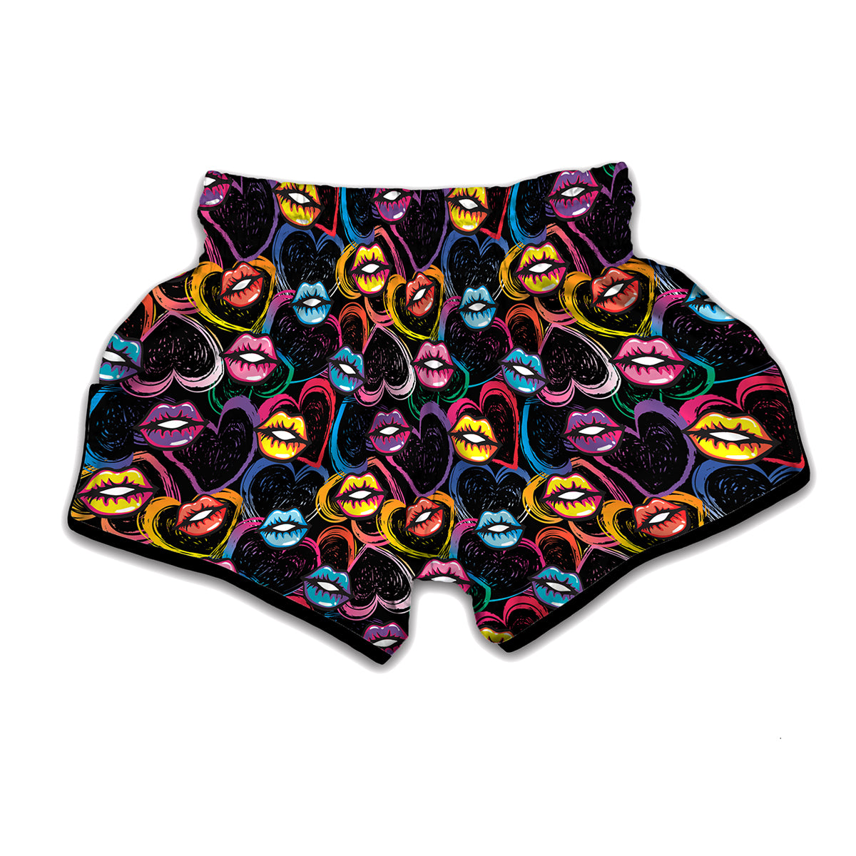 Funky Kiss Lips Pattern Print Muay Thai Boxing Shorts