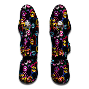 Funky Kiss Lips Pattern Print Muay Thai Shin Guard