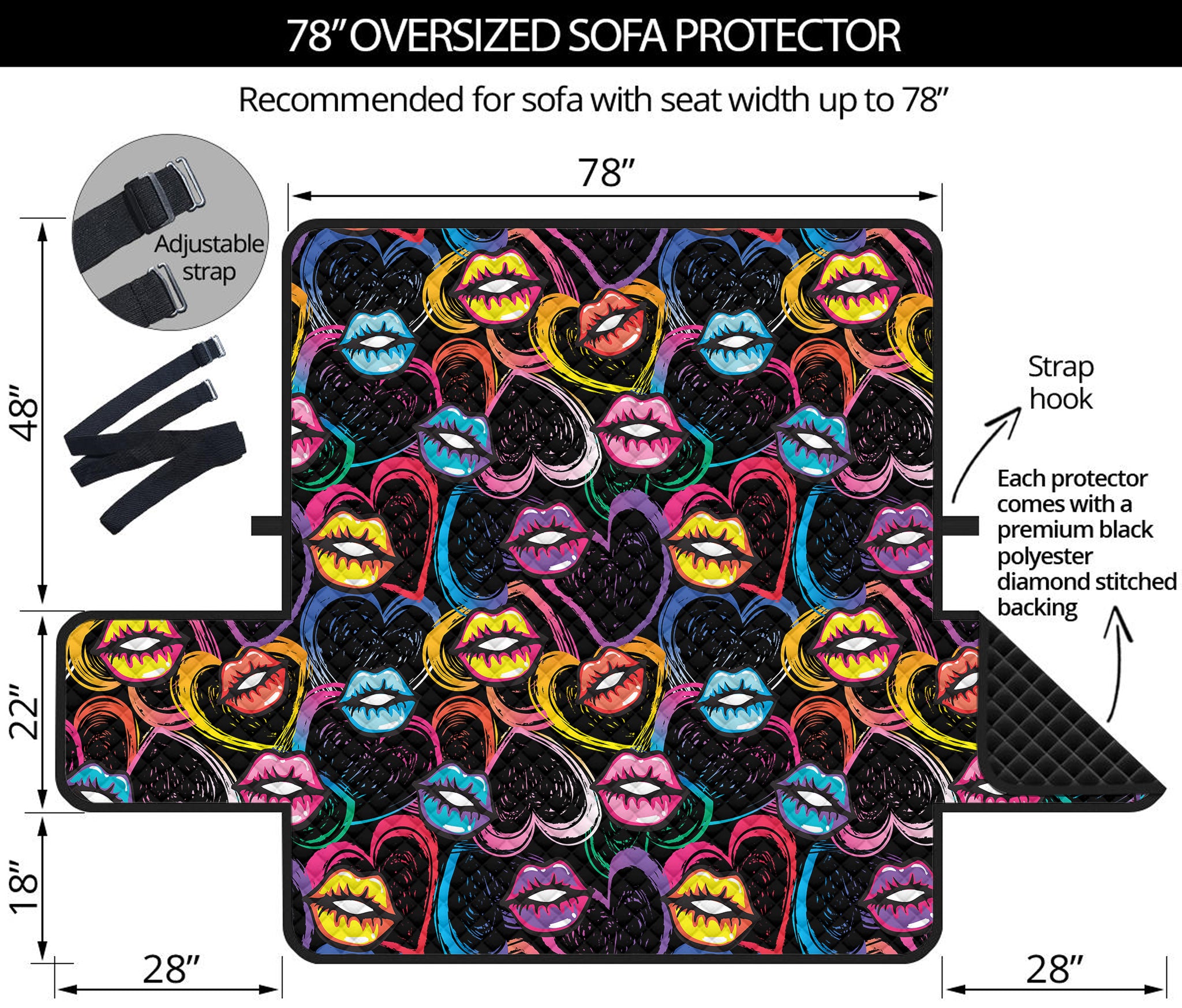 Funky Kiss Lips Pattern Print Oversized Sofa Protector