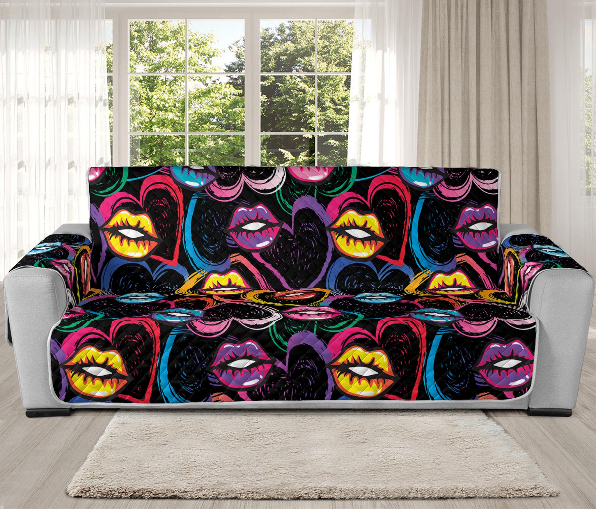 Funky Kiss Lips Pattern Print Oversized Sofa Protector