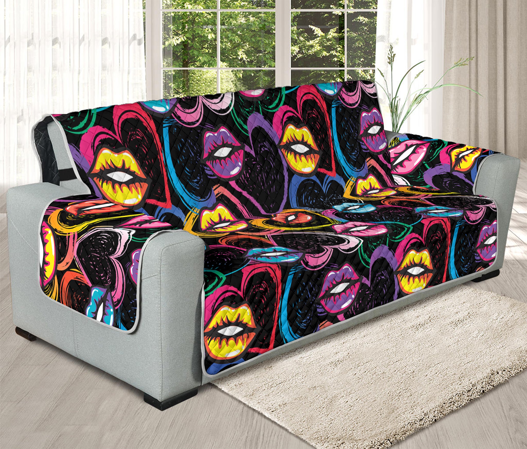 Funky Kiss Lips Pattern Print Oversized Sofa Protector