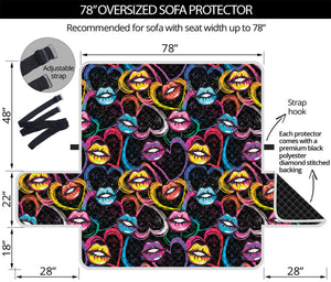 Funky Kiss Lips Pattern Print Oversized Sofa Protector