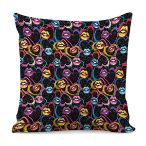 Funky Kiss Lips Pattern Print Pillow Cover