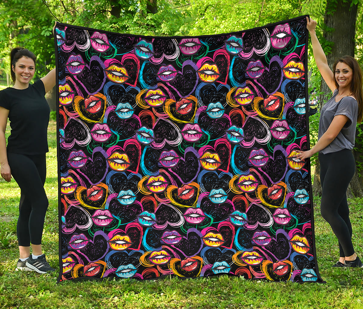 Funky Kiss Lips Pattern Print Quilt