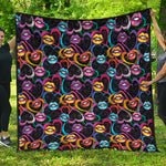 Funky Kiss Lips Pattern Print Quilt