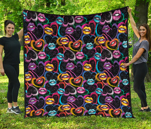 Funky Kiss Lips Pattern Print Quilt