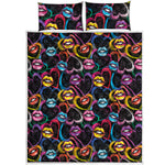 Funky Kiss Lips Pattern Print Quilt Bed Set