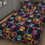 Funky Kiss Lips Pattern Print Quilt Bed Set