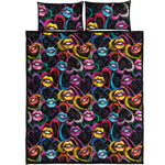 Funky Kiss Lips Pattern Print Quilt Bed Set