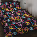 Funky Kiss Lips Pattern Print Quilt Bed Set