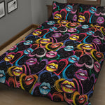 Funky Kiss Lips Pattern Print Quilt Bed Set