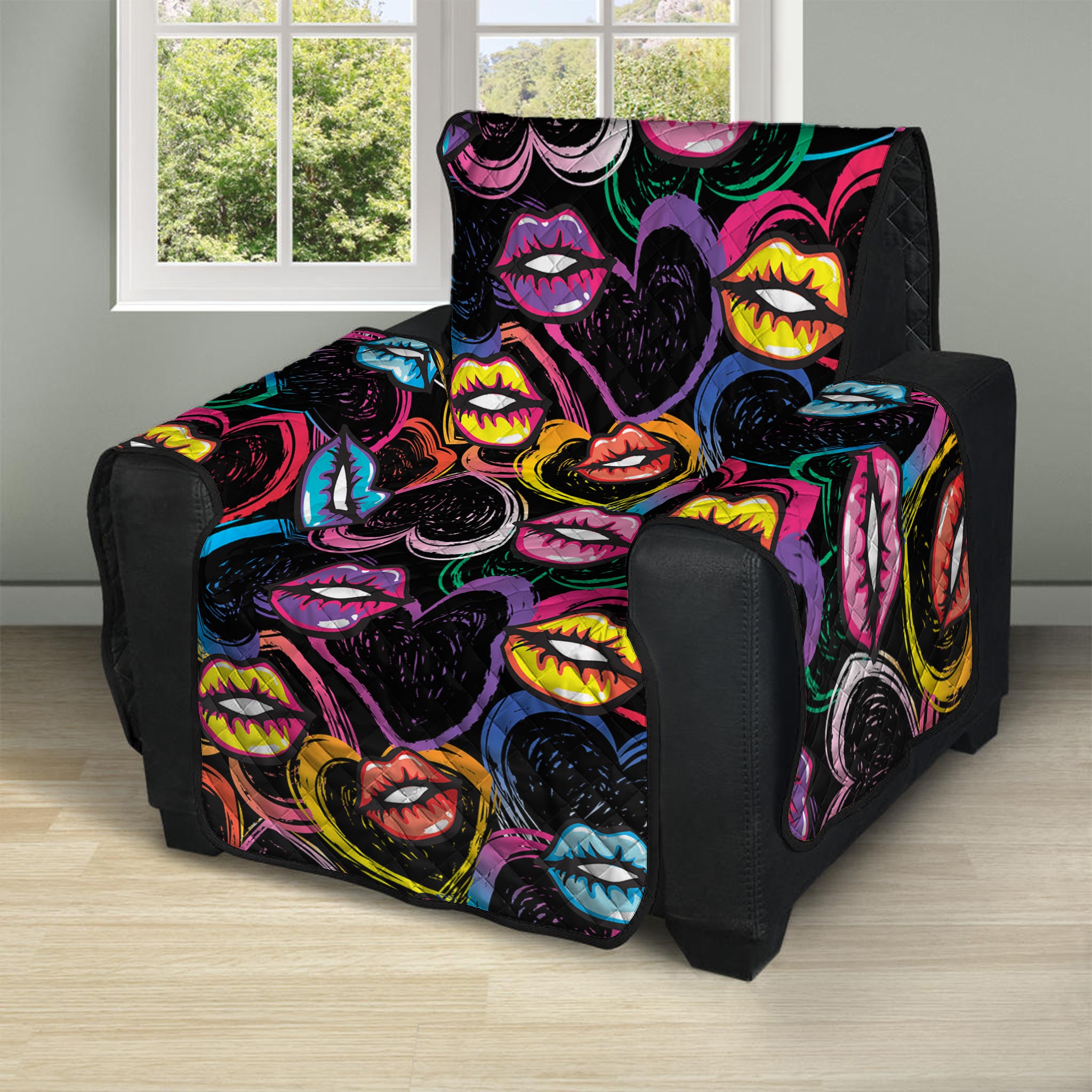 Funky Kiss Lips Pattern Print Recliner Protector