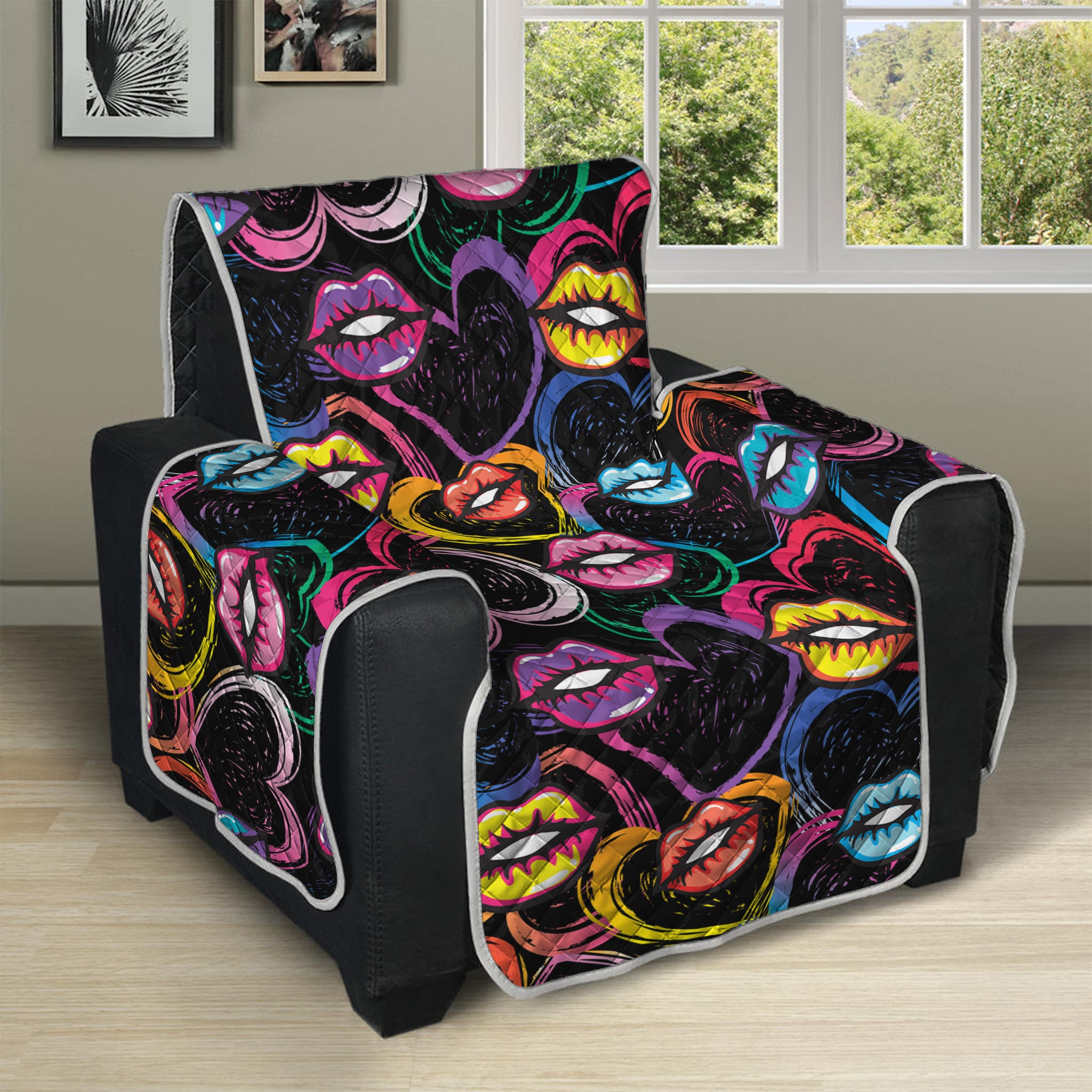 Funky Kiss Lips Pattern Print Recliner Protector