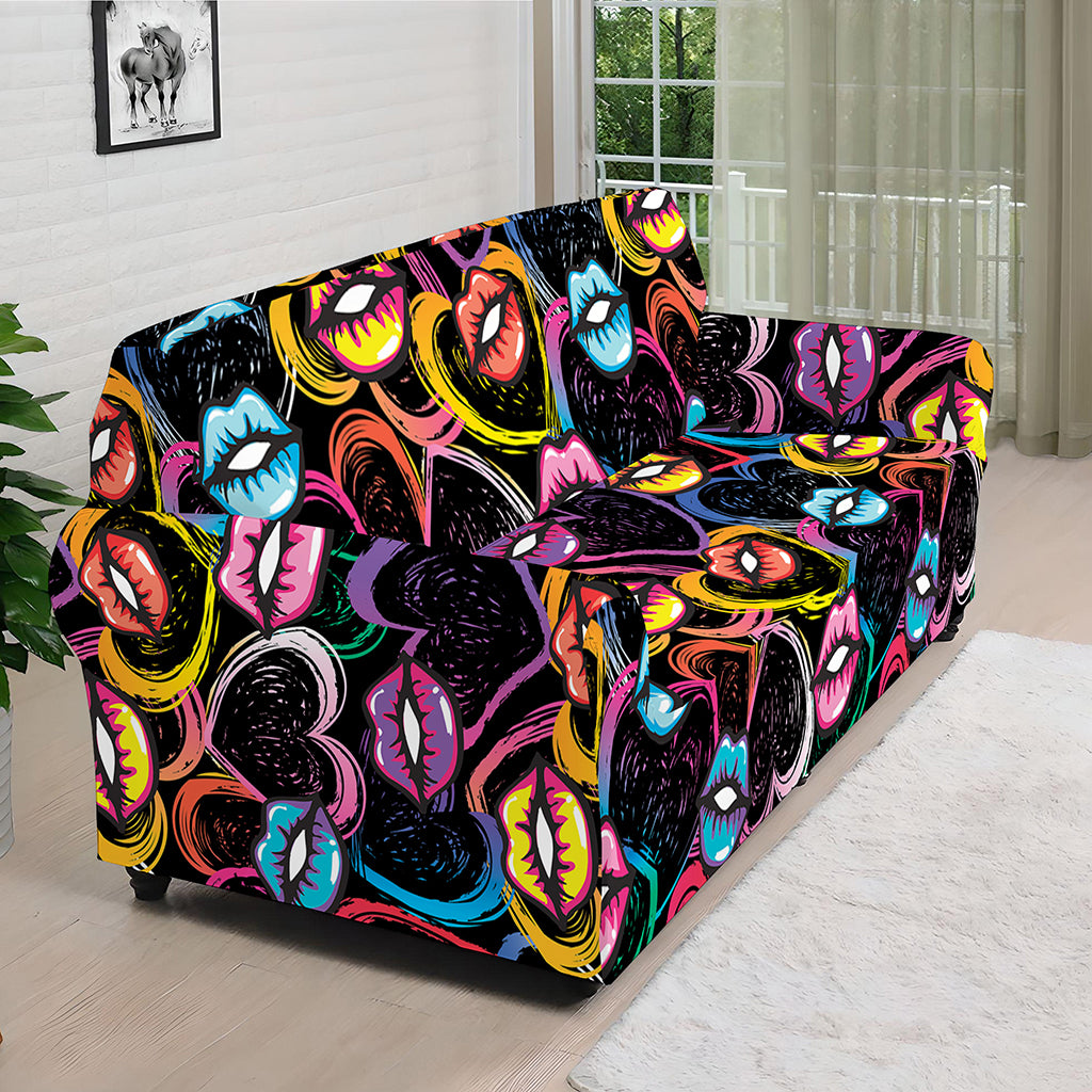 Funky Kiss Lips Pattern Print Sofa Cover