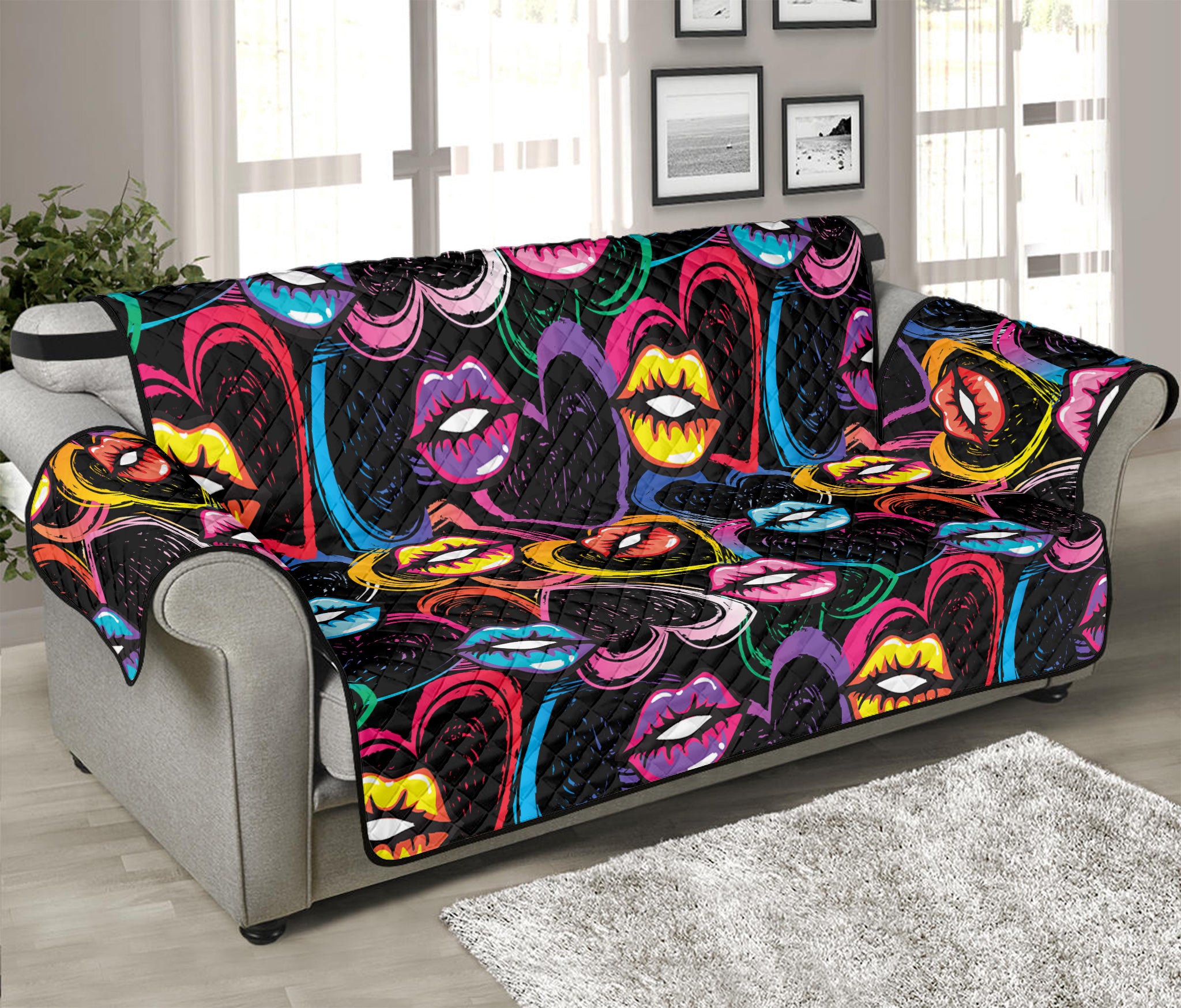 Funky Kiss Lips Pattern Print Sofa Protector