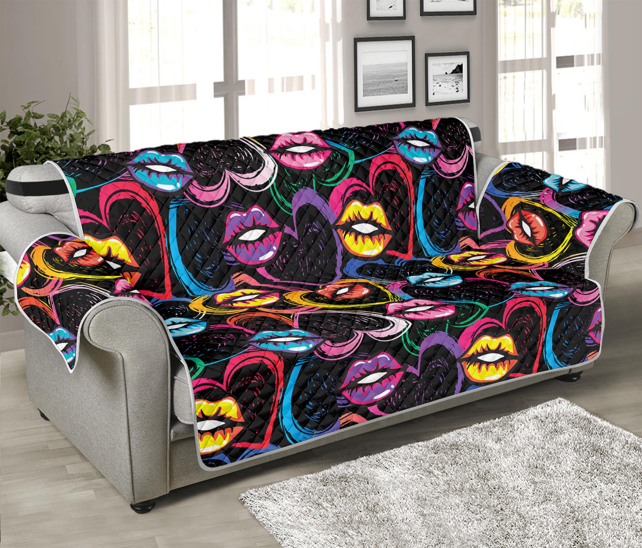 Funky Kiss Lips Pattern Print Sofa Protector