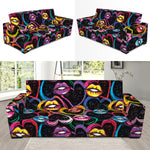 Funky Kiss Lips Pattern Print Sofa Slipcover