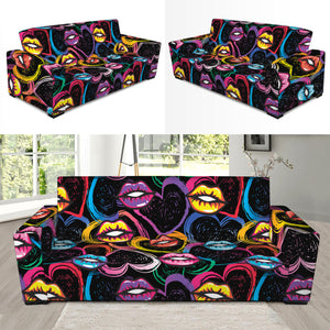 Funky Kiss Lips Pattern Print Sofa Slipcover