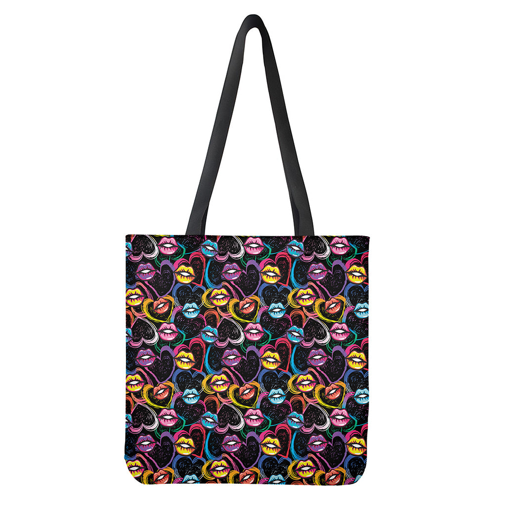 Funky Kiss Lips Pattern Print Tote Bag