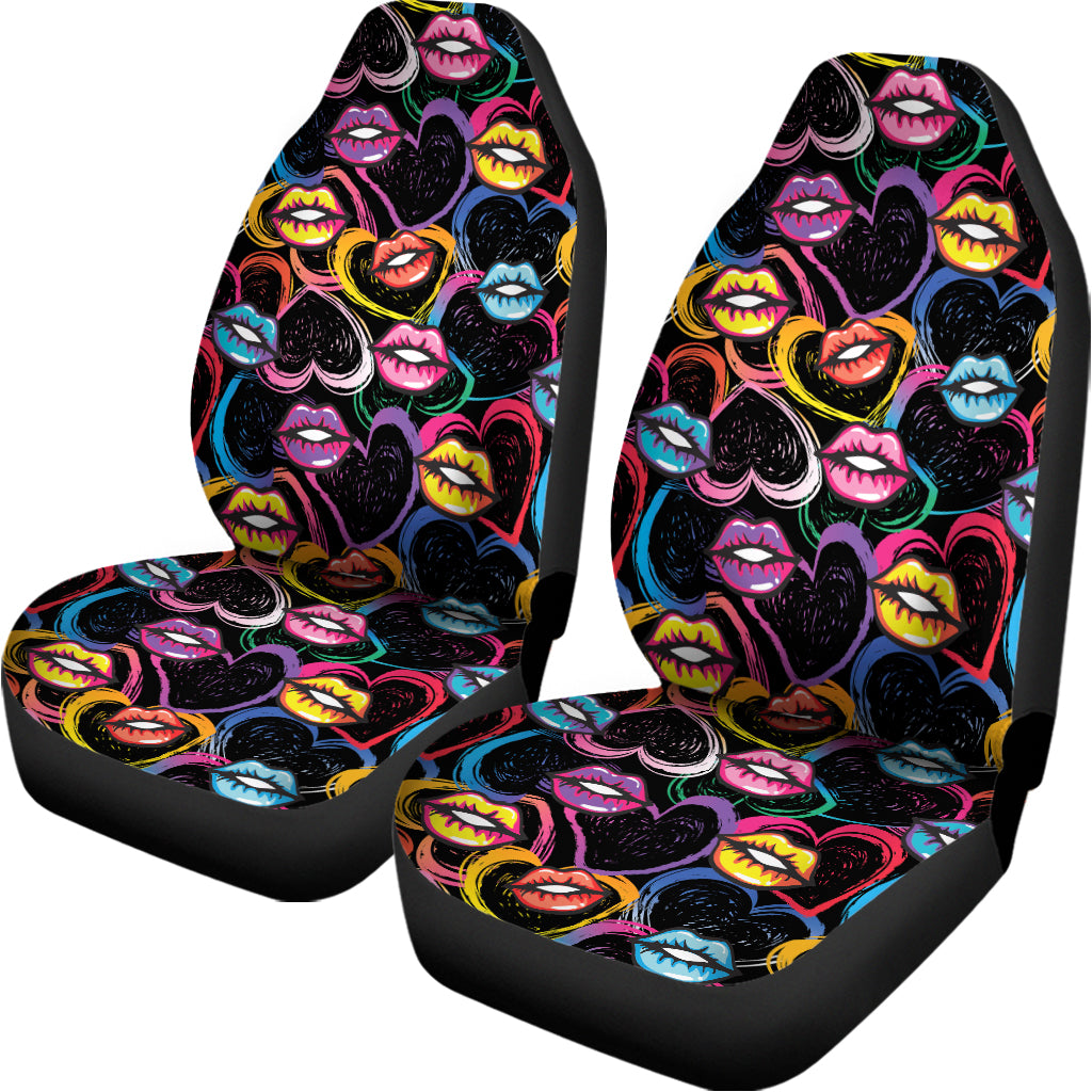 Funky Kiss Lips Pattern Print Universal Fit Car Seat Covers