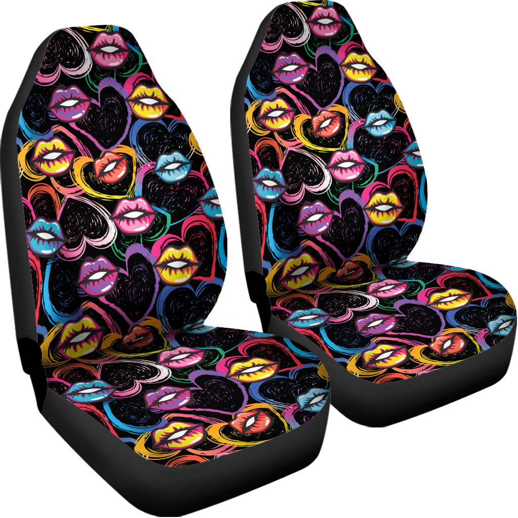 Funky Kiss Lips Pattern Print Universal Fit Car Seat Covers