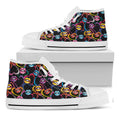 Funky Kiss Lips Pattern Print White High Top Sneakers