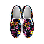 Funky Kiss Lips Pattern Print White Slip On Shoes