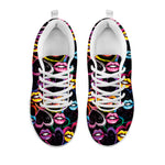Funky Kiss Lips Pattern Print White Sneakers