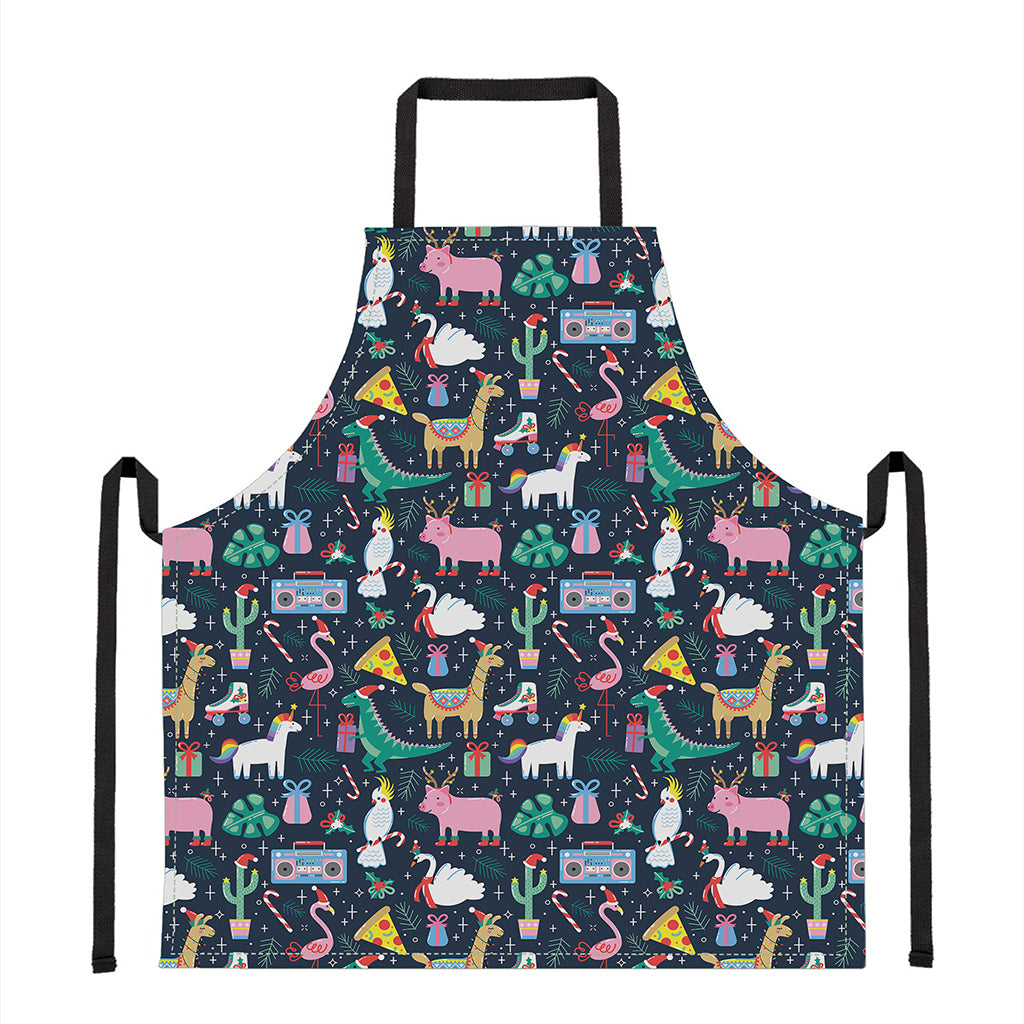 Funny Christmas Animals Pattern Print Apron