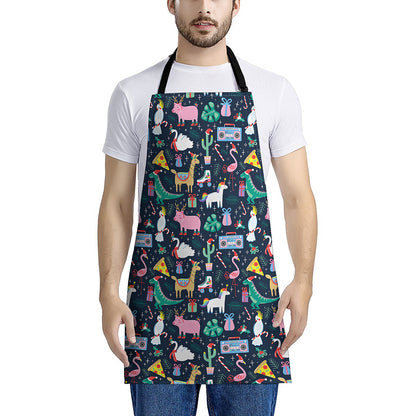 Funny Christmas Animals Pattern Print Apron