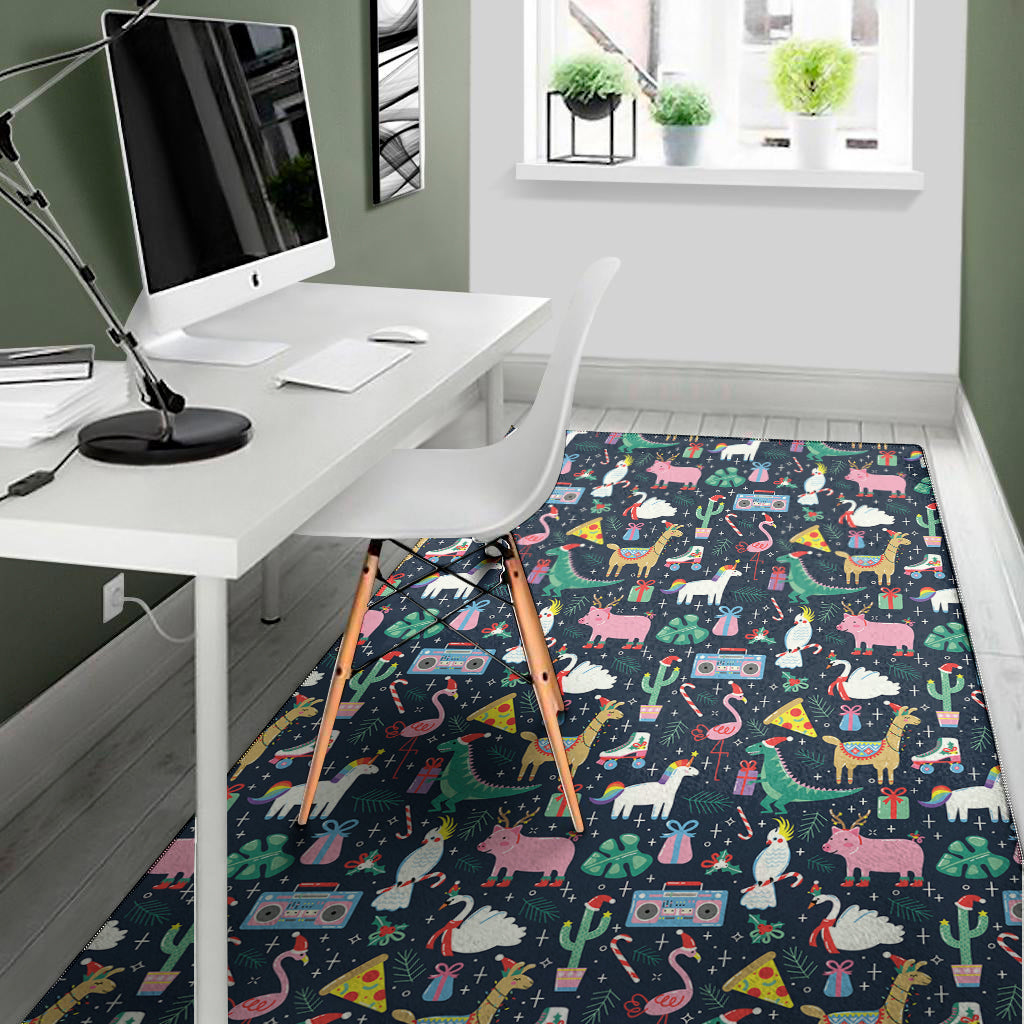 Funny Christmas Animals Pattern Print Area Rug