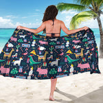 Funny Christmas Animals Pattern Print Beach Sarong Wrap