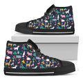 Funny Christmas Animals Pattern Print Black High Top Sneakers