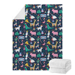 Funny Christmas Animals Pattern Print Blanket