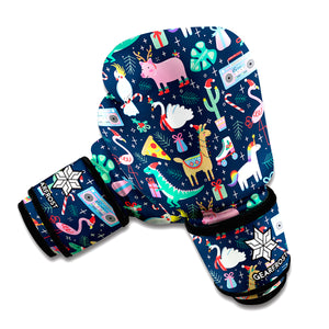 Funny Christmas Animals Pattern Print Boxing Gloves