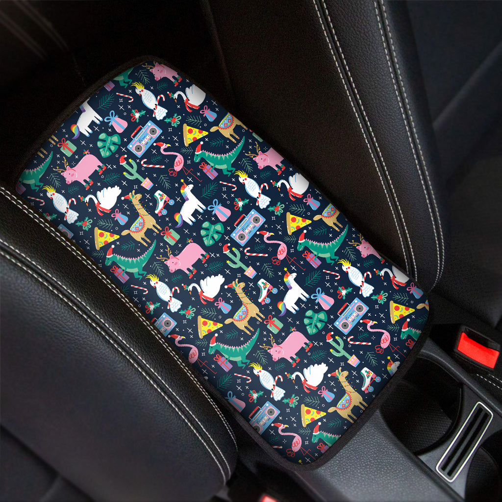 Funny Christmas Animals Pattern Print Car Center Console Cover