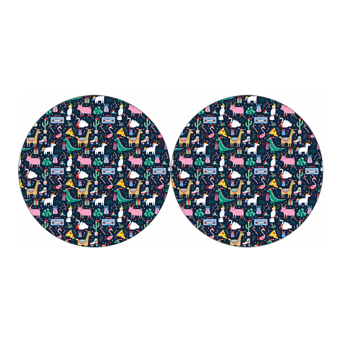 Funny Christmas Animals Pattern Print Car Coasters