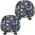 Funny Christmas Animals Pattern Print Car Headrest Covers