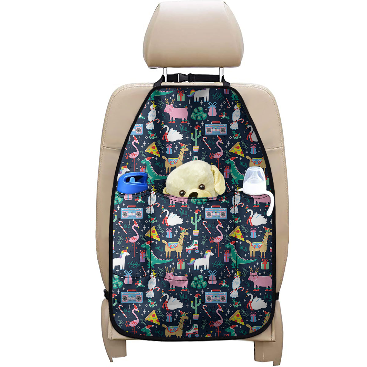 Funny Christmas Animals Pattern Print Car Seat Organizers