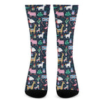 Funny Christmas Animals Pattern Print Crew Socks