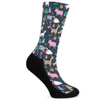 Funny Christmas Animals Pattern Print Crew Socks