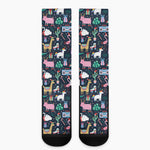Funny Christmas Animals Pattern Print Crew Socks