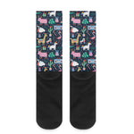 Funny Christmas Animals Pattern Print Crew Socks