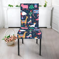 Funny Christmas Animals Pattern Print Dining Chair Slipcover