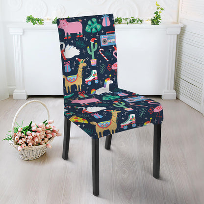 Funny Christmas Animals Pattern Print Dining Chair Slipcover